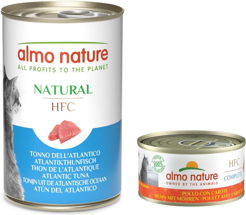 Thumbnail - 6 x 140 g Almo Nature HFC Natural + 6 x 70 g Complete zum Sonderpreis! - 6 x 140 g Atlantikthunfisch + 6 x 70 g Huhn mit...