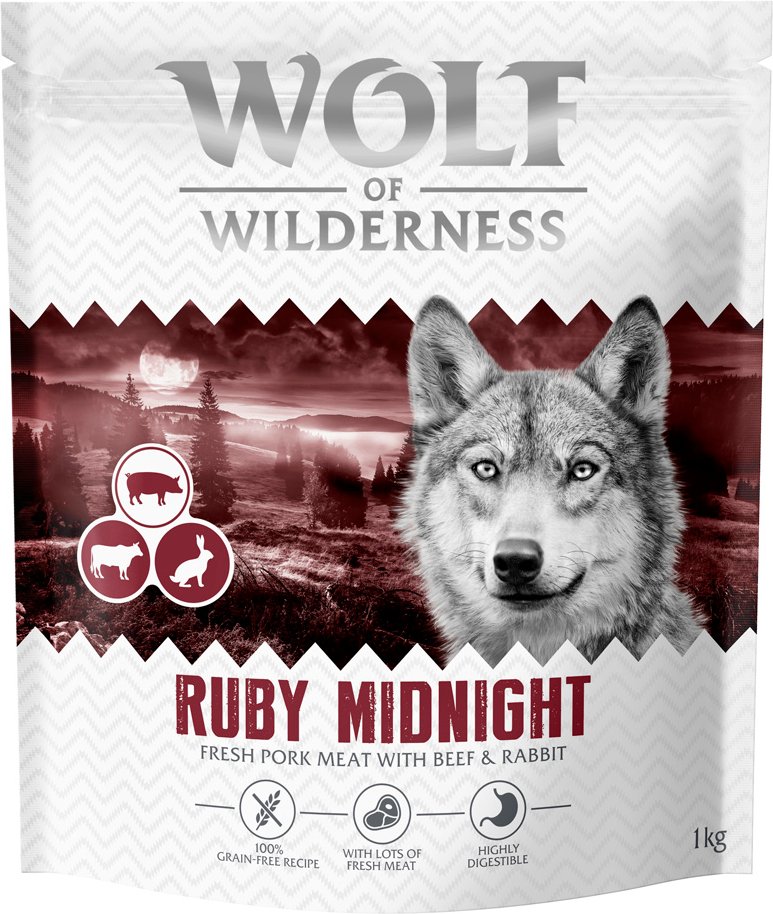 Wolf of Wilderness "Ruby Midnight" Rind & Kaninchen - getreidefrei - 1 kg: neue Rezeptur