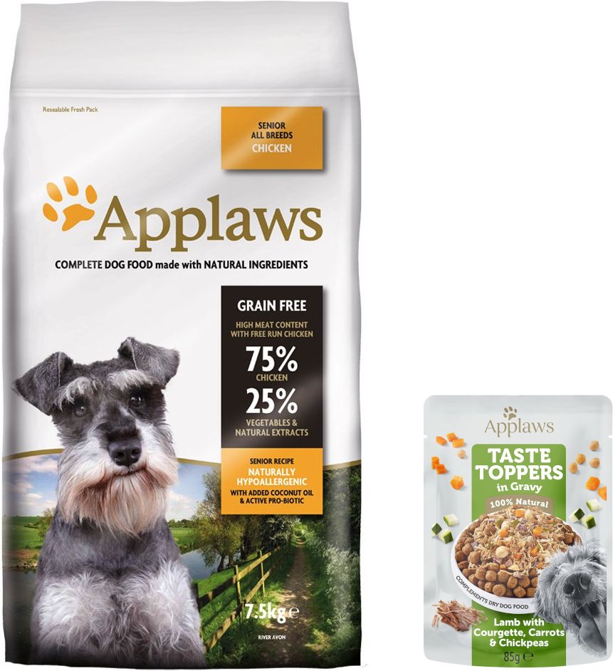 7,5 kg / 15 kg Applaws Trockenfutter + 85 g Taste Topper Lamm gratis! - 7,5 kg Senior Huhn