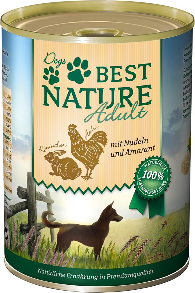 Best Nature Dog Adult 6 x 400 g - Kaninchen, Huhn & Nudeln