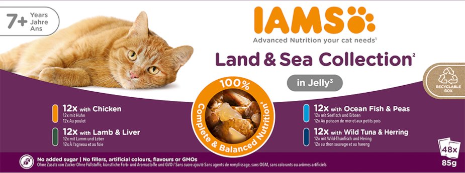 IAMS Advanced Nutrition Senior 7+ Land & Sea Collection in Gelee - 48 x 85 g