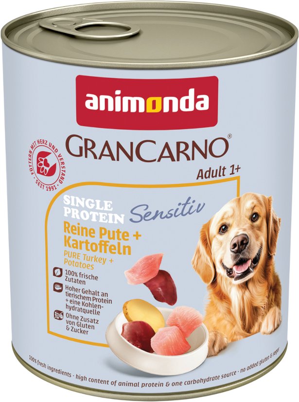 Animonda Grancarno Adult Single Protein Sensitiv 6 x 800 g - Reine Pute & Kartoffeln