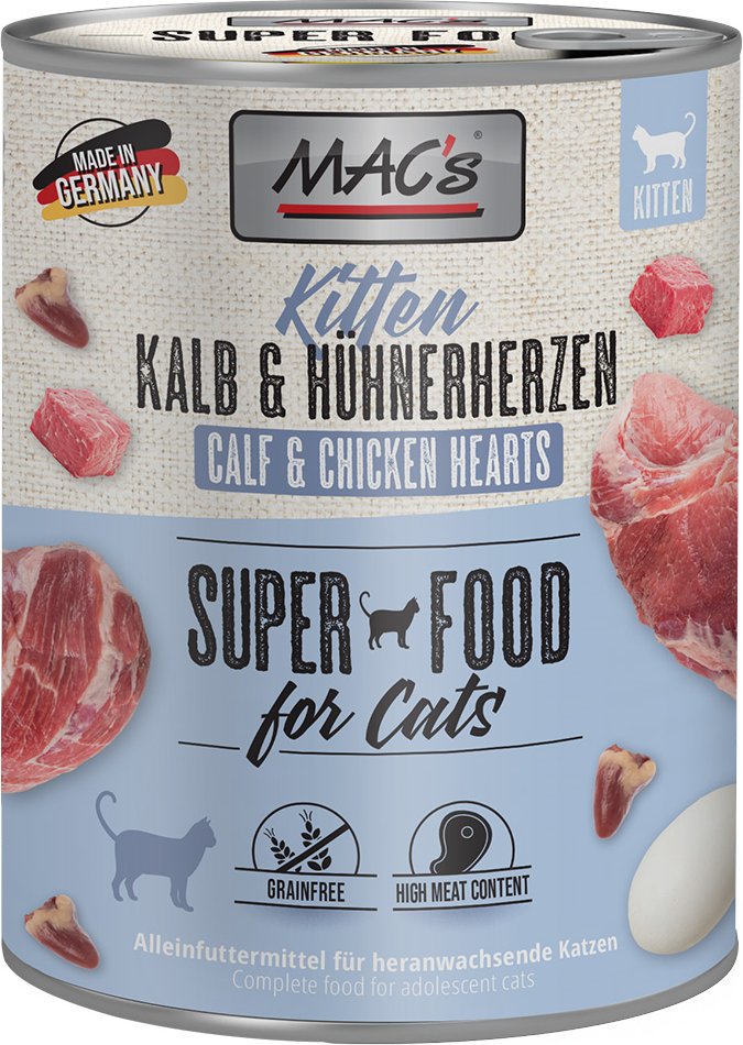 Sparpaket MAC´s Cat 24 x 800 g - Kitten (Kalb & Hühnerherzen)