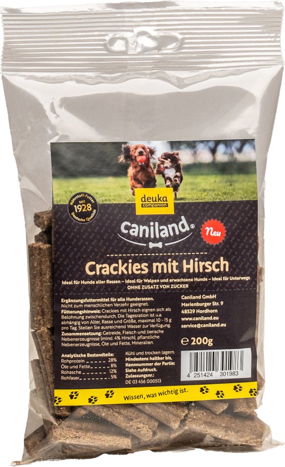 Caniland Crackies 200 g - Sparpaket: 3 x Hirsch