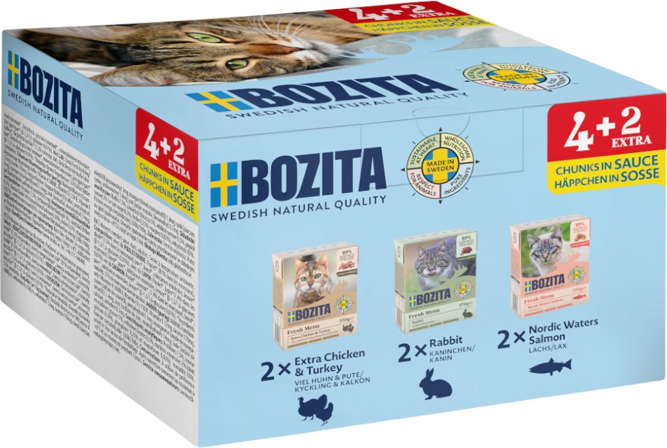 Bozita Tetra Häppchen in Soße 6 x 370 g - Mix (3 Sorten)