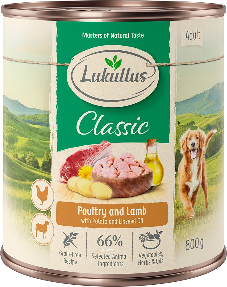 Sparpaket Lukullus Naturkost 24 x 800 g - Adult Geflügel & Lamm (getreidefrei)
