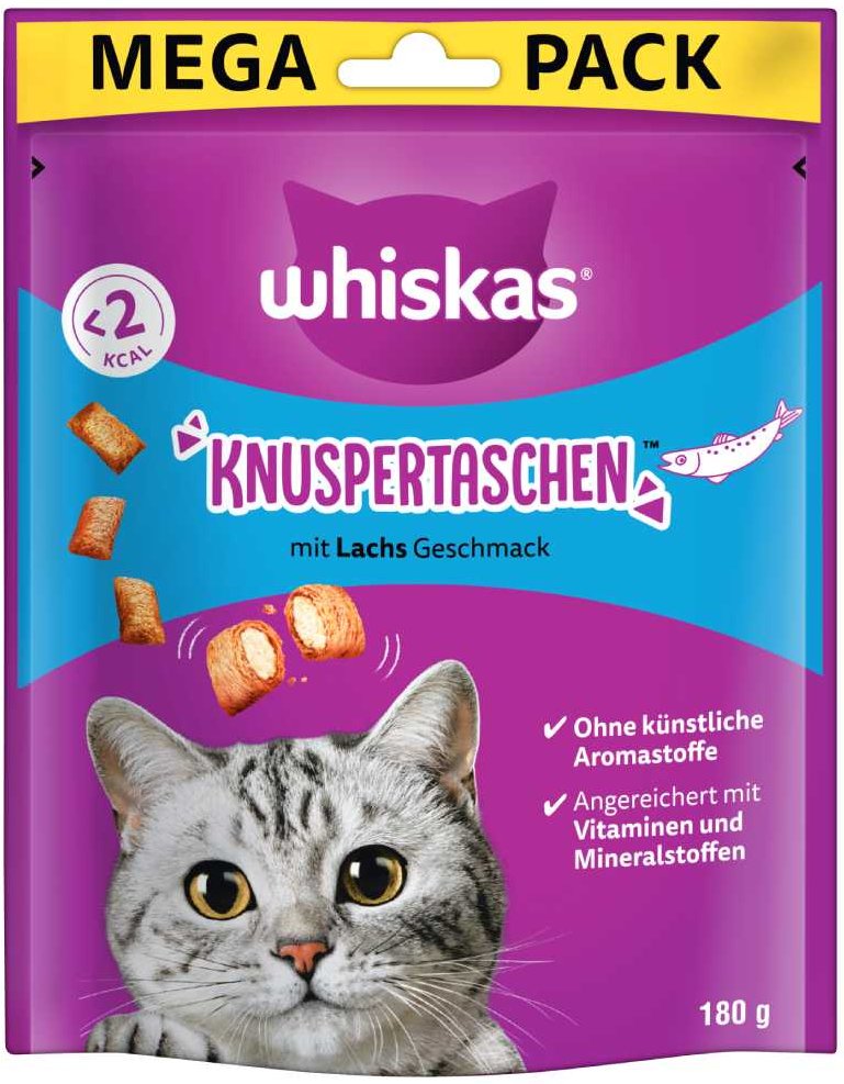 Whiskas Knuspertaschen - Sparpaket Lachs (4 x 180 g)