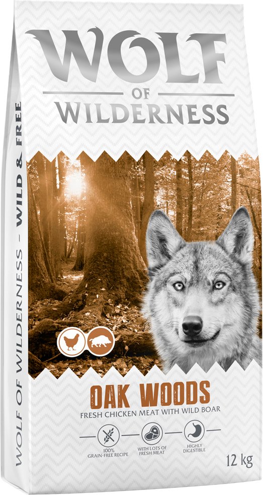 Wolf of Wilderness Adult "Oak Woods" Wildschwein - getreidefrei - Sparpaket: 2 x 12 kg neue Rezeptur