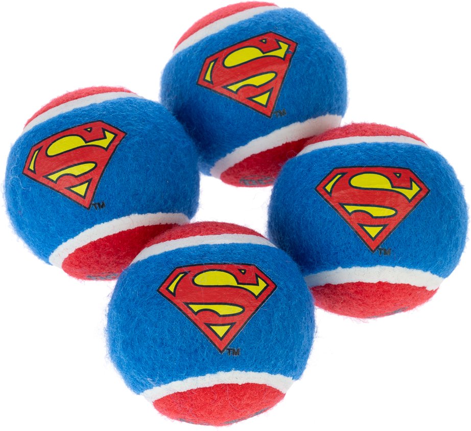 DC Superman Tennisball-Set - 4 Stück (je Ø 6,3 cm)