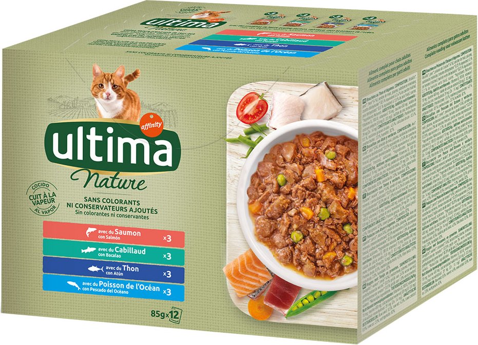 Ultima Nature - 96 x 85 g Fischauswahl (Lachs, Thunfisch, Ozeanfisch, Kabeljau)