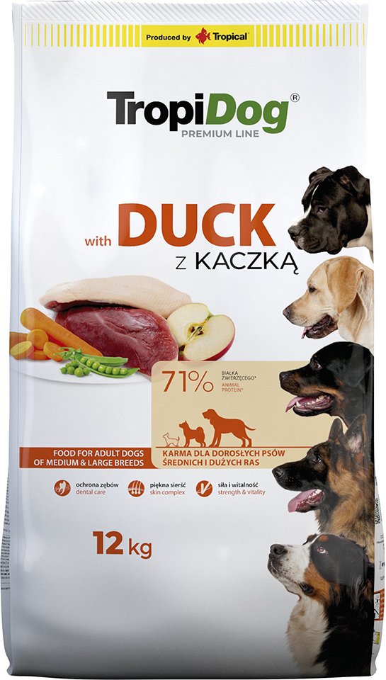 Tropidog Premium Adult Medium & Large Ente & Reis - Sparpaket: 2 x 12 kg