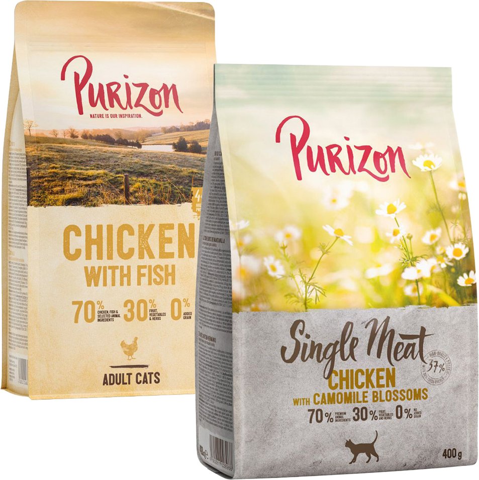 Thumbnail - Probiermix Purizon 2 x 400 g - Huhn mit Fisch + Single Meat Huhn mit Kamille