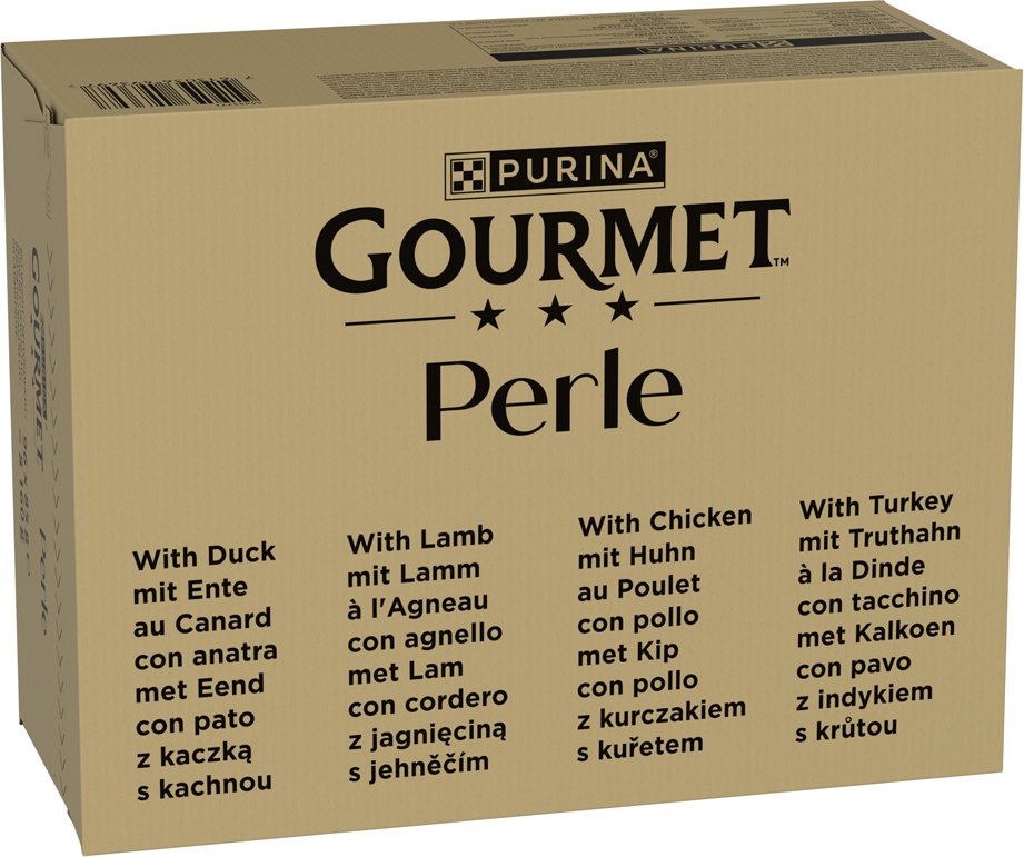 Jumbopack Gourmet Perle 96 x 85 g - Ente, Lamm, Huhn, Truthahn in Sauce
