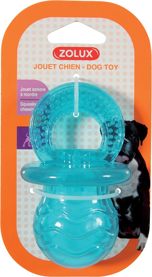 Zolux Hundespielzeug Schnuller Pop, blau - L 6 x B 6 x H 10 cm