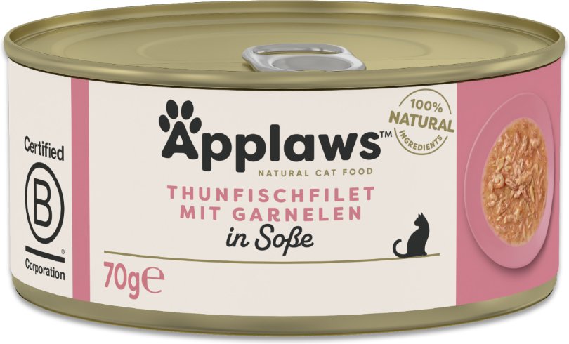 Sparpaket Applaws Cat in Soße 24 x 70 g - Thunfischfilet mit Garnelen