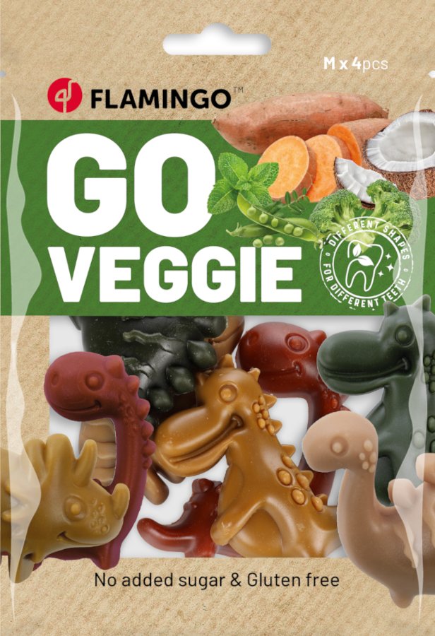 Flamingo Go Veggie Dinosaurier Mix - Sparpaket: 2 x 120 g (8 Stück)