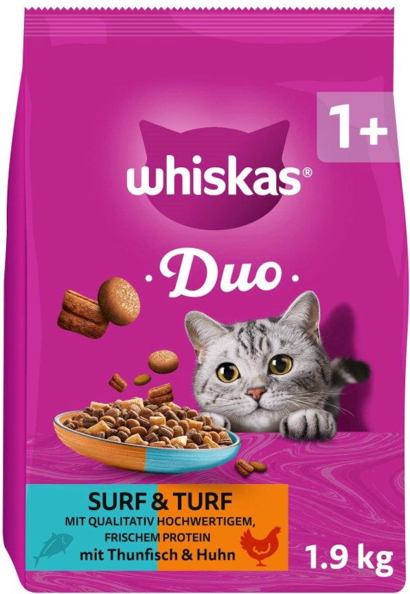 Whiskas 1+ Duo Surf & Turf Thunfisch & Huhn - 1,9 kg