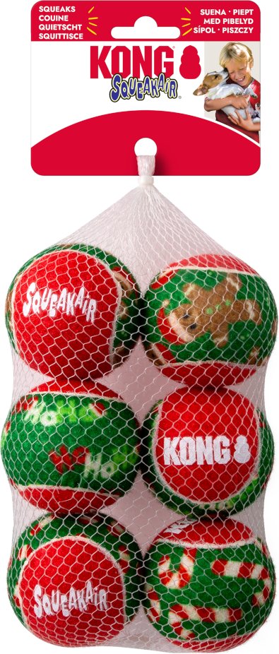 KONG Holiday SqueakAir Bälle, 6 Stück - Größe S: Ø 5 cm