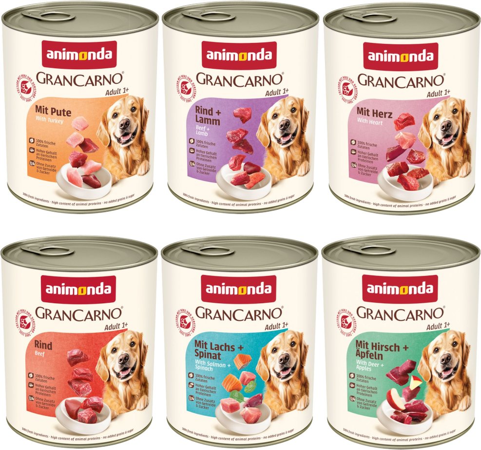Sparpaket animonda GranCarno Original 12 x 800 g - Herzhafte Variation (6 Sorten)