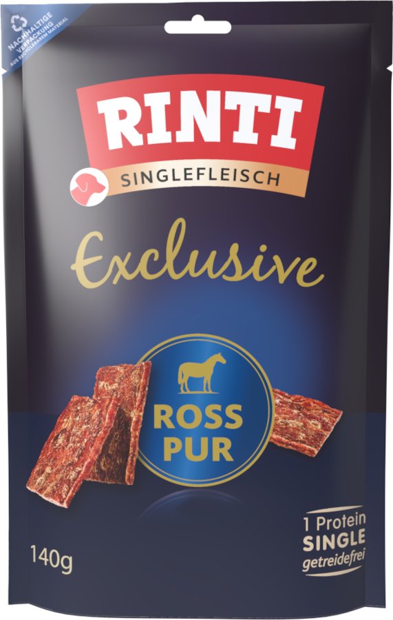 RINTI Singlefleisch Exclusive Snack Bigpack - Sparpaket: 3 x 140 g Ross pur