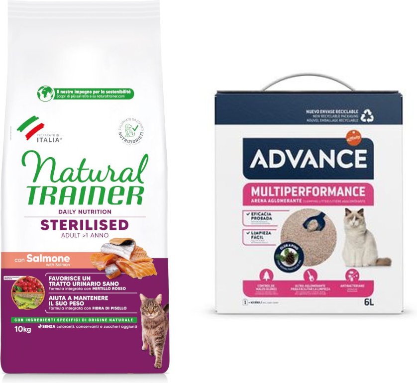 10 kg Natural Trainer Sterilised + 6 l Advance Arena Multiperformance gratis! - Lachs
