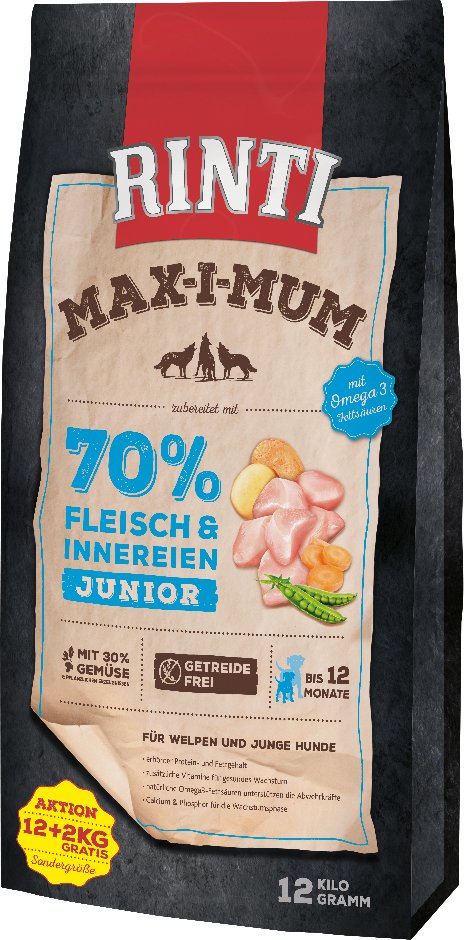 Rinti Max-i-mum Junior Huhn - 12 + 2 kg for free!