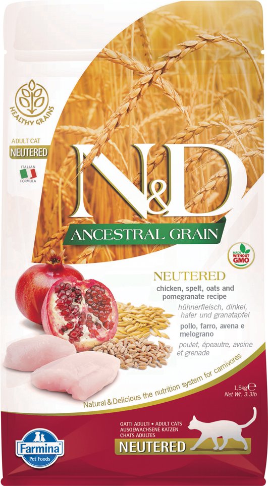 N&D Cat Ancestral Grain Neutered mit Huhn & Granatapfel - 1,5 kg