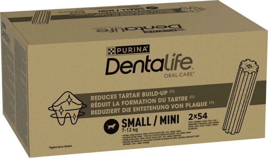 PURINA Dentalife Tägliche Zahnpflege-Snacks für kleine Hunde (7-12 kg) - 108 Sticks (36 x 49 g)