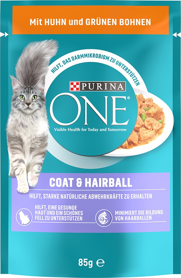 PURINA ONE Coat & Hairball - mit Huhn & grünen Bohnen (26 x 85 g)
