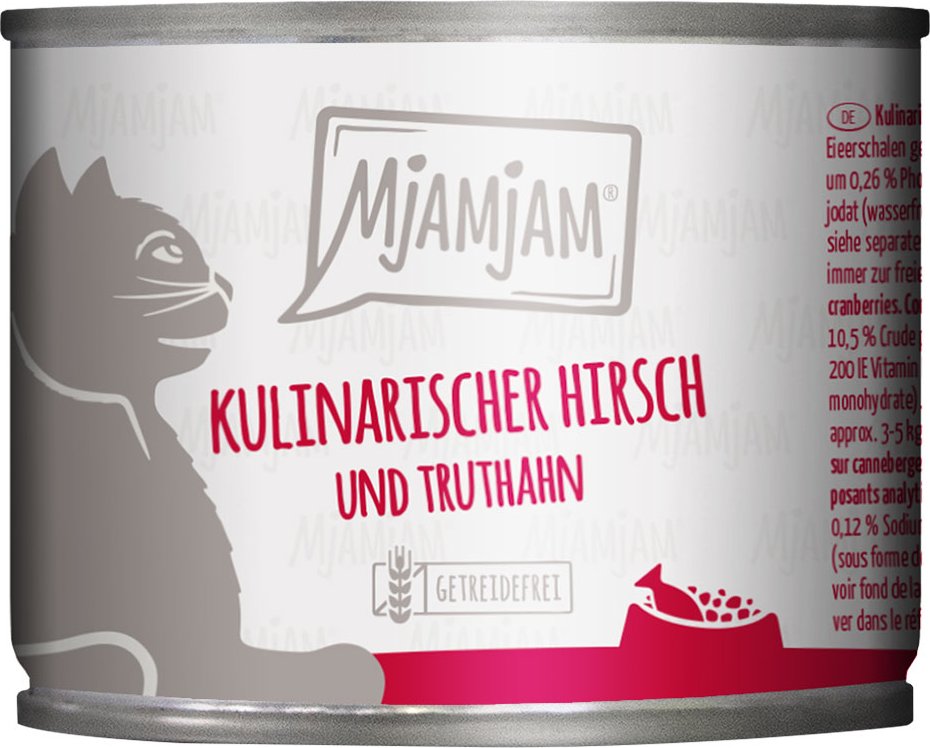 Sparpaket MjAMjAM 24 x 200 g - kulinarischer Hirsch und Truthahn an frischen Cranberries