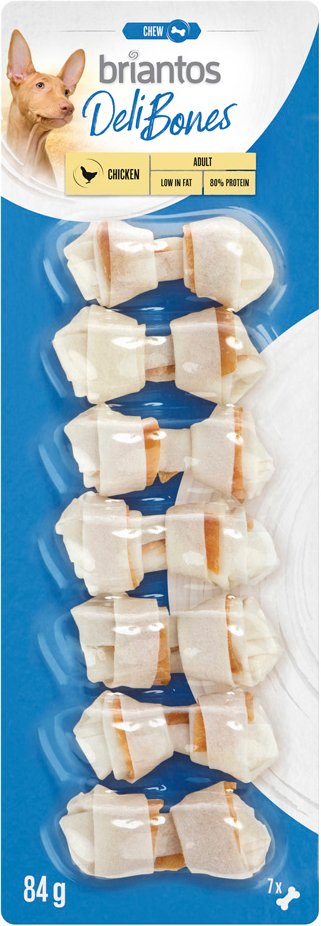 Briantos Deli Bones Chicken knotted 7 x 5 cm für Hunde - Sparpaket 42 x 5 cm (504g)