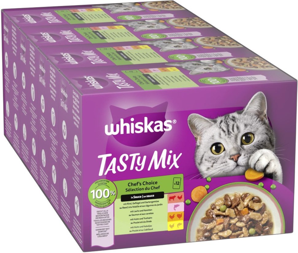 Multipack Whiskas Tasty Mix Portionsbeutel 48 x 85 g - Chef's Choice in Sauce
