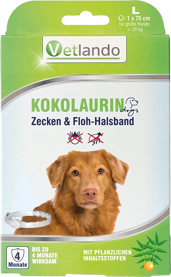 Vetlando Kokolaurin Zecken- & Floh-Halsband Hunde - Größe L: 75 cm, für Hunde > 20 kg