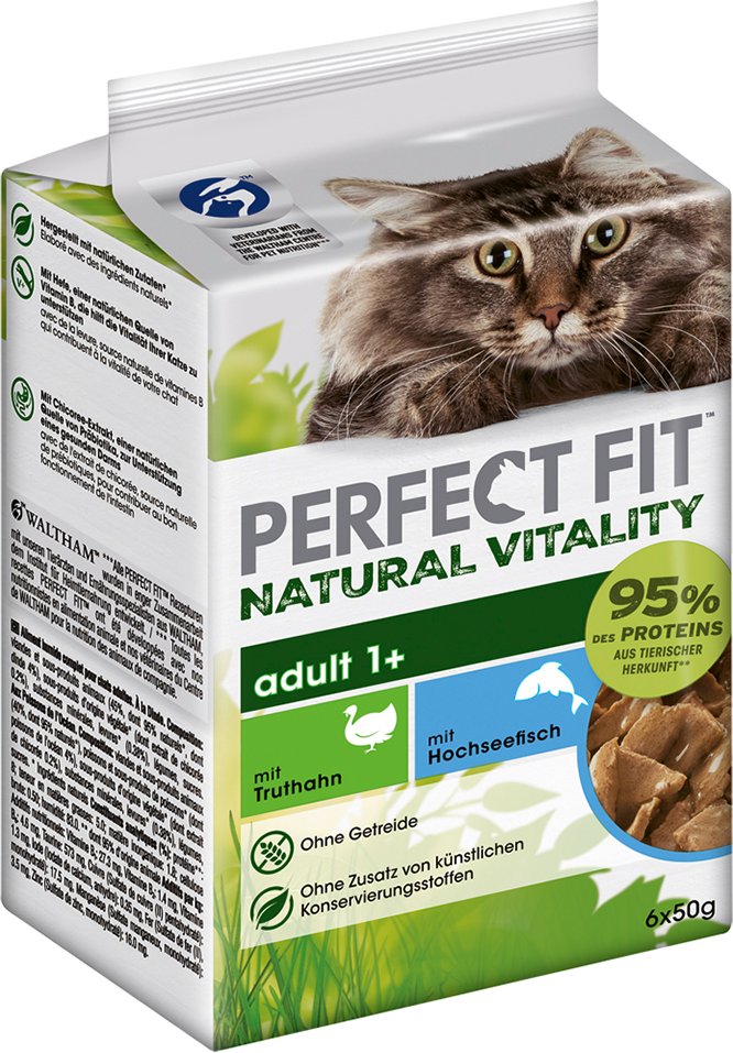 Perfect Fit Natural Vitality Adult 1+ - Sparpaket: Hochseefisch & Truthahn (36 x 50 g)