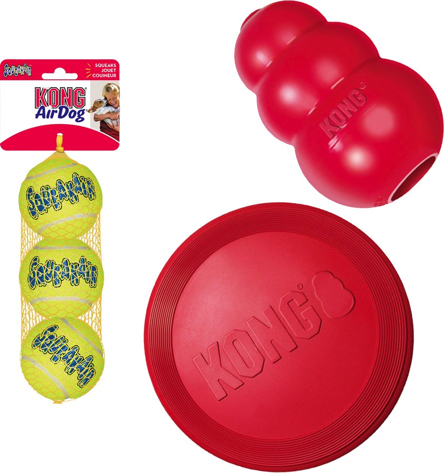 Thumbnail - KONG Sparset: Frisbee, KONG Classic, Tennisbälle - Large (Frisbee, Classic L, Tennisbälle L 2er Pack)