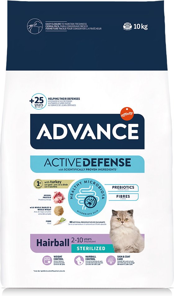 2 kg gratis! 10 kg Advance Trockenfutter - Sterilized Hairball