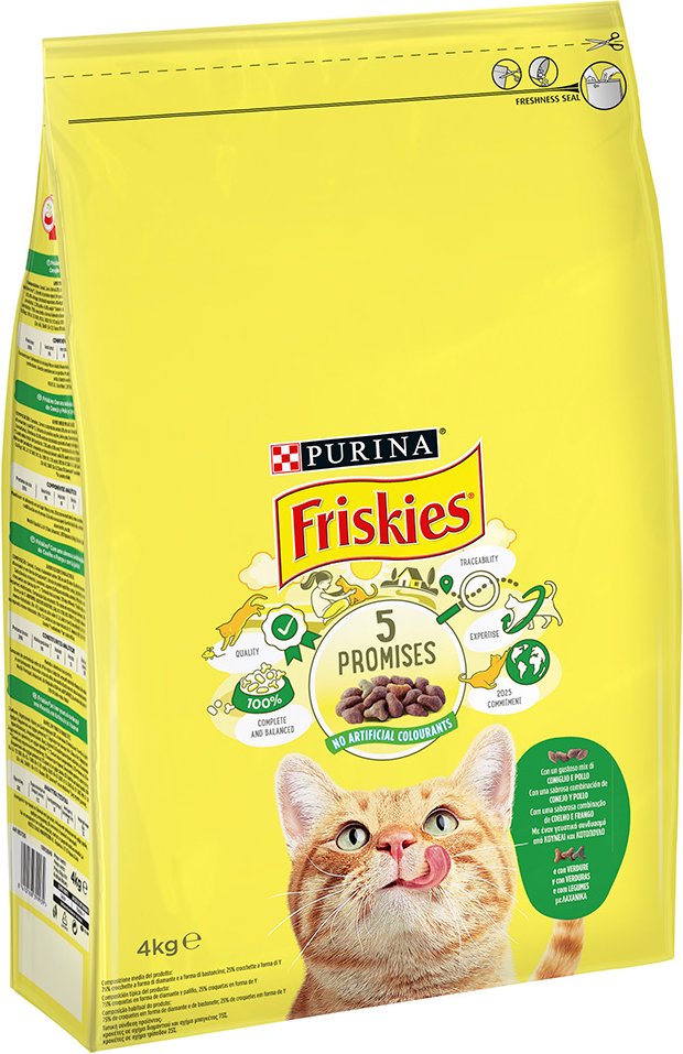 PURINA Friskies Katze mit Kaninchen, Huhn und Gemüse - 4 kg