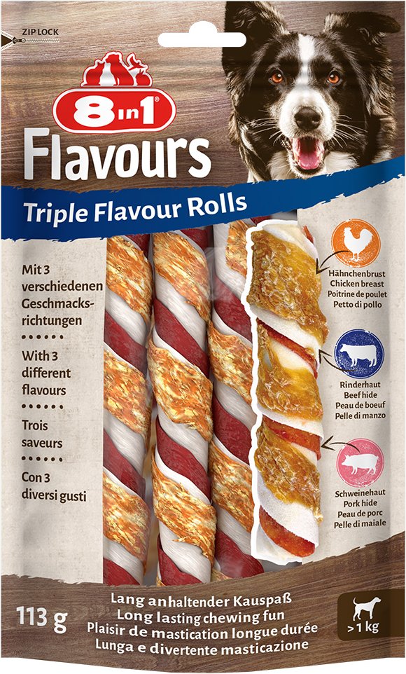 8in1 Triple Flavour Rolls Kaustangen - Sparpaket: 3 x 3 Stück