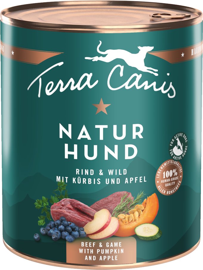 Terra Canis Naturhund 6 x 800 g - Rind & Wild mit Kürbis & Apfel
