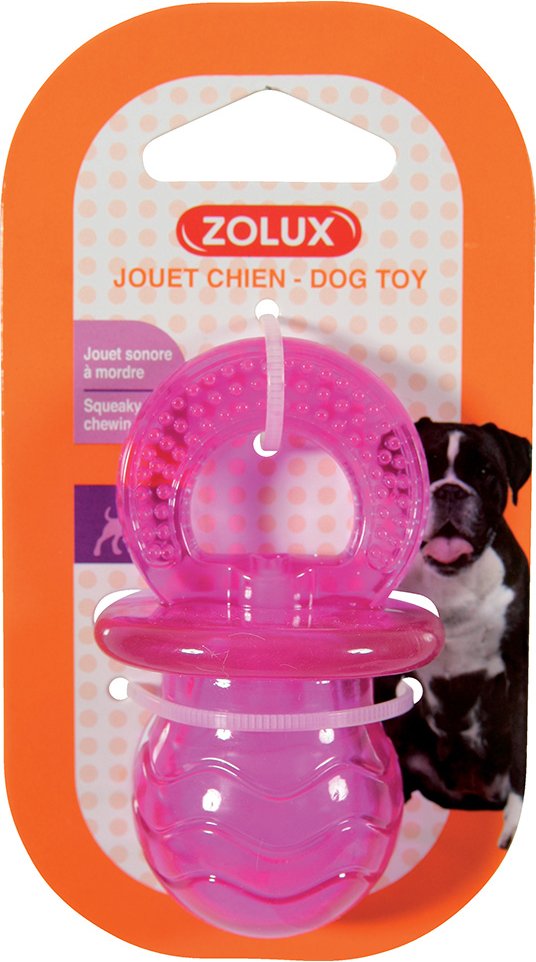 Zolux Hundespielzeug Schnuller Pop, rosa - L 4,5 x B 4,5 x H 7,7 cm