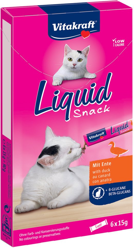 Vitakraft Cat Liquid-Snack Ente & ß-Glucane -Sparpaket 24 x 15 g