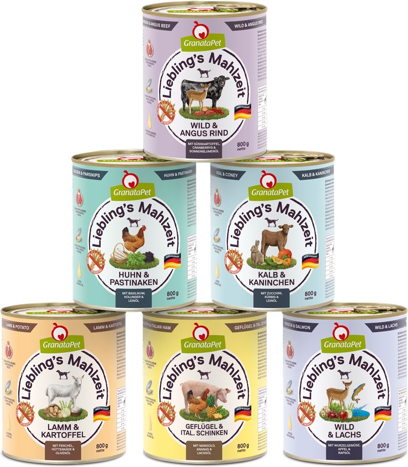 GranataPet Liebling's Mahlzeit Mixpaket 6 x 800 g - Mixpaket 1 (6 Sorten)
