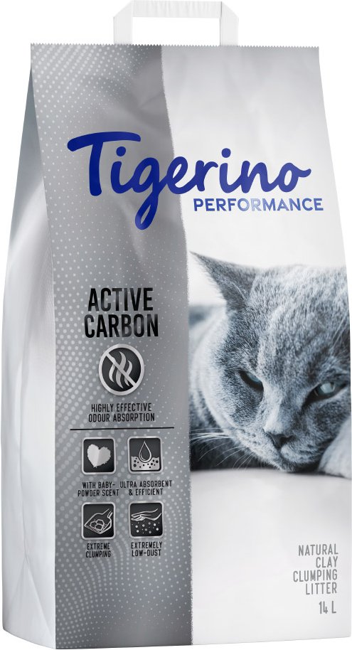 Tigerino Performance Active Carbon Katzenstreu – Babypuderduft -Sparpaket 2 x 14 l