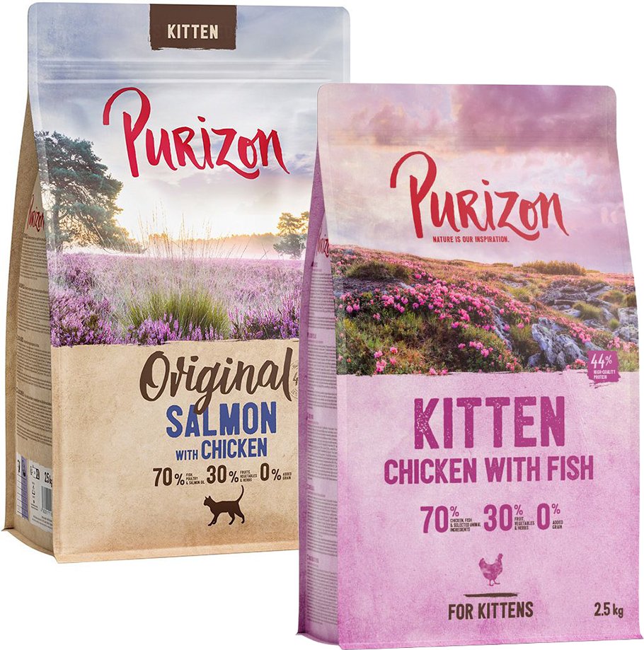 Thumbnail - Gemischtes Sparpaket Purizon 3 x 2,5 kg - Kitten Mix: Lachs mit Huhn, 2 x Huhn & Fisch