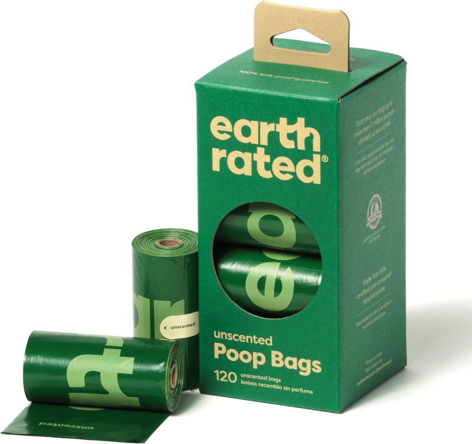 Earth Rated Hundekotbeutel Rollen - 8 Rollen à 15 Beutel, Ohne Duft (120 Beutel)
