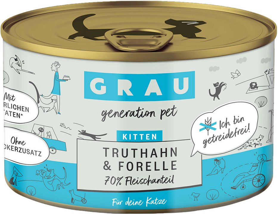 GRAU Kitten Getreidefrei 6 x 200 g - Truthahn & Forelle