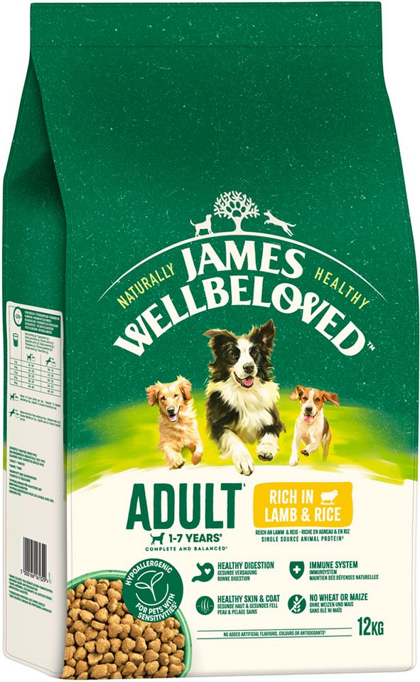 James Wellbeloved Adult Dog Hypoallergenic Lamm & Reis - Sparpaket: 2 x 12 kg