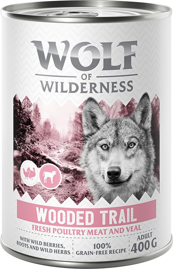 Wolf of Wilderness Adult - mit viel frischem Geflügel 6 x 400 g - Wooded Trails - Geflügel mit Kalb