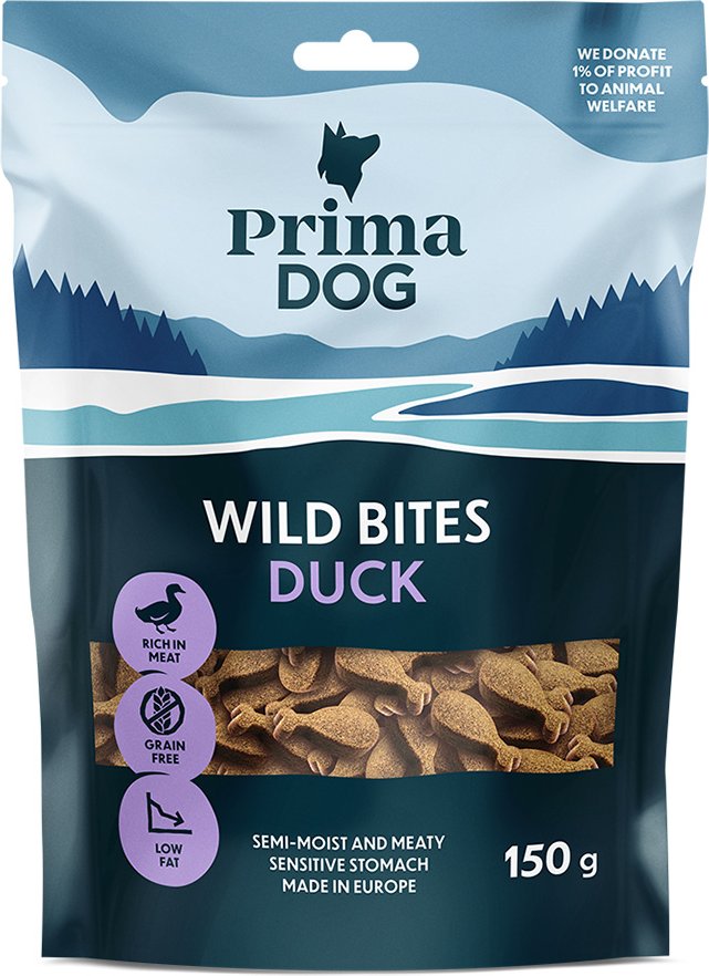 PrimaDog Wild Bites Soft Snack - Ente & Sonnenhut (4 x 150 g)