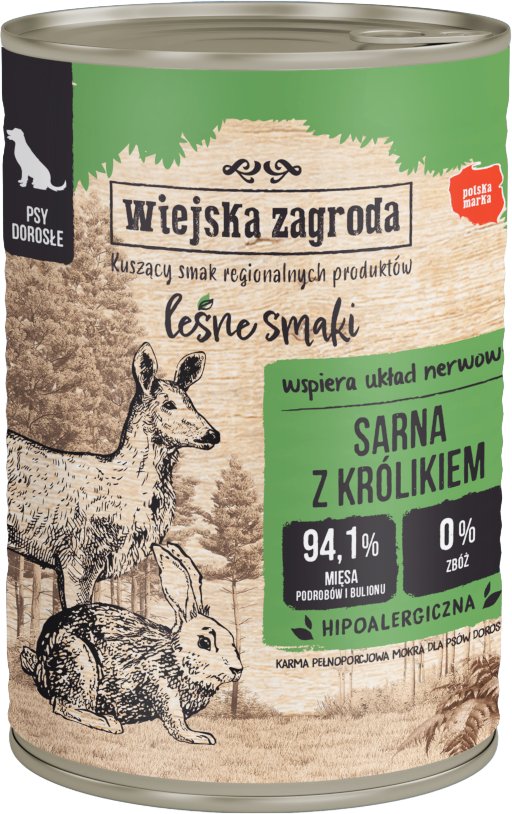 Wiejska Zagroda Dog 12 x 400 g - Reh mit Kaninchen